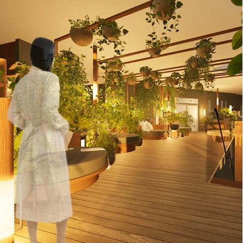 3D-Simulation des neuen Baumwipfel-Pfads im Phönix-Bad Ottobrunn (Architekturplan) © wellverde concept GmbH