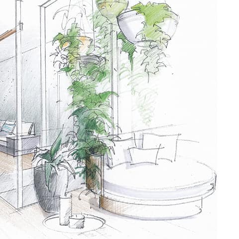 Paar-Daybed ((Architektur-Zeichnung, © wellverde concept GmbH)